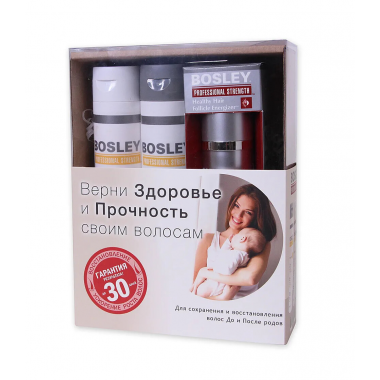 Bosley (Бослей) - Набор для Мам (шампунь, кондиционер, уход) /Bosley New Mom Kit, 150 мл + 150 мл + 30 мл