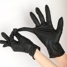 COSMETICS SHOP - Перчатки " L" черные нитриловые одноразовые для окрашивания/для косметологических процедур, 100 шт. (50 пар )