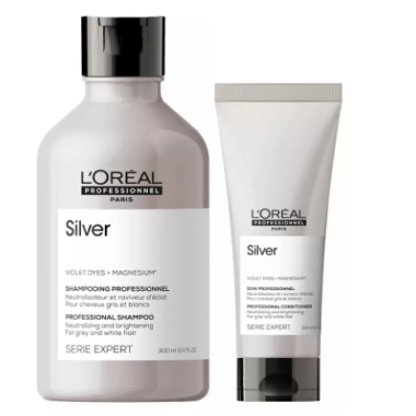 LOREAL PROFESSIONNEL  (Лореаль) Набор Silver для нейтрализации желтизны седых волос: шампунь, 300 мл + кондиционер, 200 мл