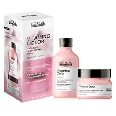 LOREAL PROFESSIONEL  Набор для окрашенных волос Vitamino Color: шампунь, 300 мл + маска, 250 мл