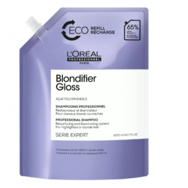 LOREAL PROFESSIONNEL  (Лореаль)  Шампунь для осветленных и мелированных волос Blondifier Gloss, рефилл, 1500 мл