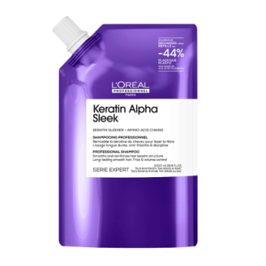 Loreal (Лореаль) Бессульфатный шампунь для непослушных, пористых волос Keratin Alpha Sleek, 1000 мл Loreal (Лореаль) Бессульфатный шампунь для непослушных, пористых волос Keratin Alpha Sleek, 1000 мл