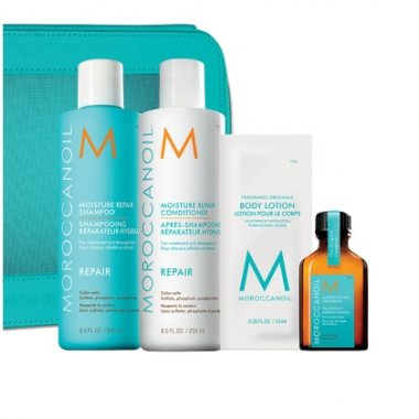 Moroccanoil (Мороканоил) Набор разглаживание 2023 ( масло 25 мл + шампунь 250 мл + кондиционер 250 мл + Саше Лосьон для тела 10 мл )